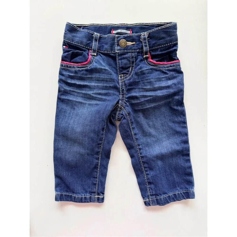 Tommy Hilfiger Ralph Lauren Navy Polo Dress with Denim Leggings 6-9 months